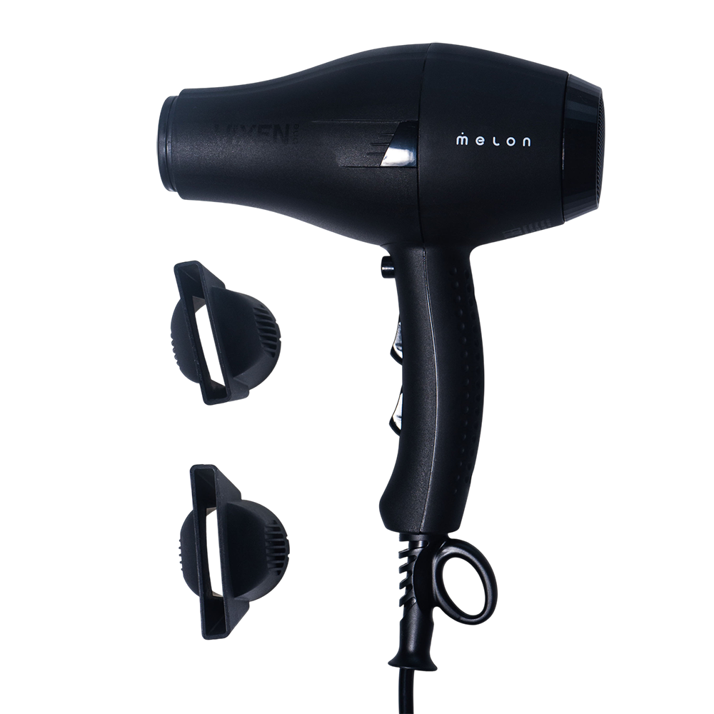 MELON PRO Фен профессиональный для волос VIXEN1 Компакт, чёрный матовый, 2 насадки-концентратора 2000W, фото 4