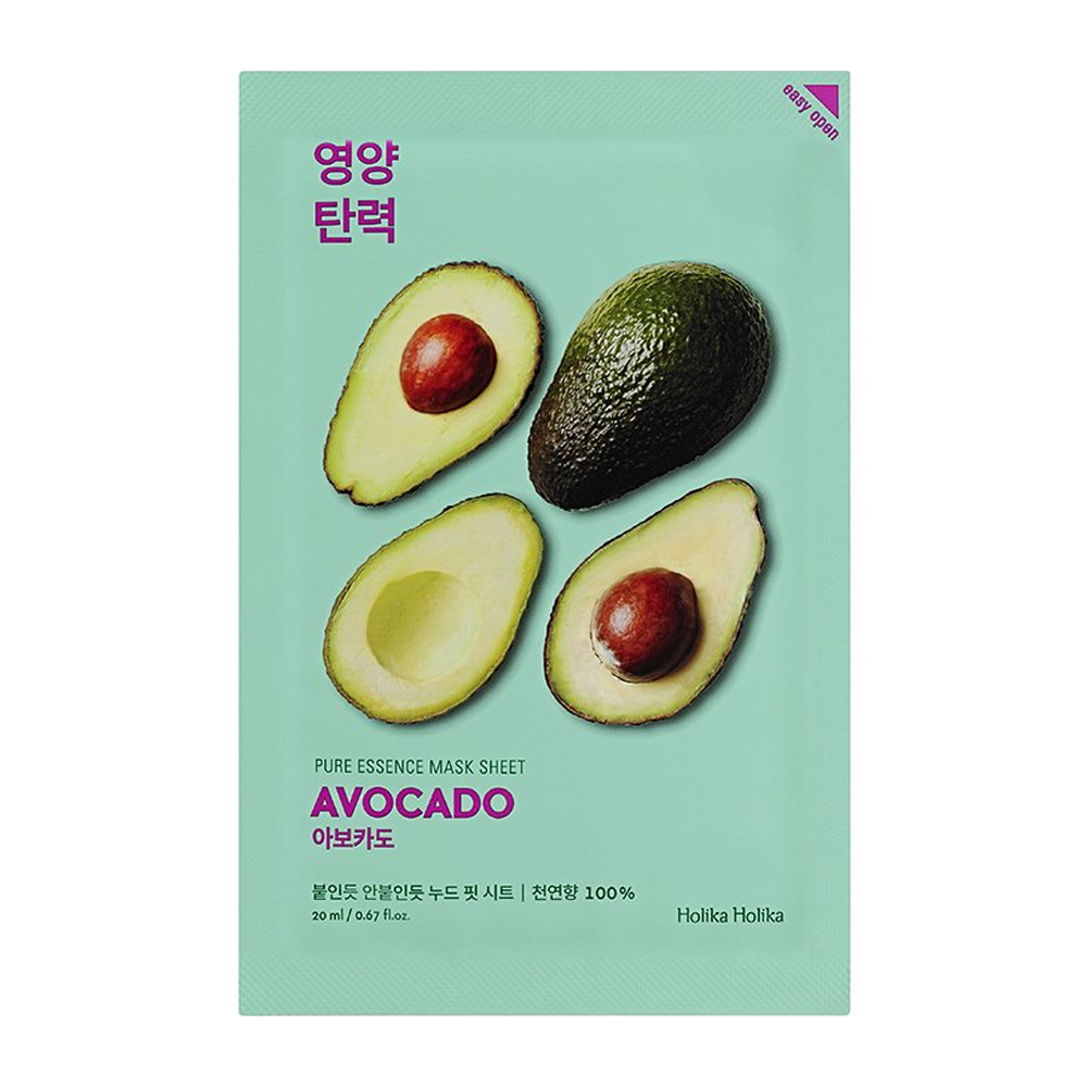 HOLIKA HOLIKA Маска тканевая смягчающая Пьюр Эссенс, авокадо / Pure Essence Mask Sheet Avocado 20 мл, фото 1
