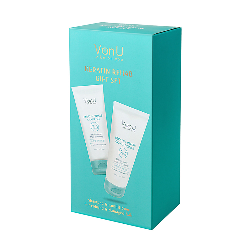 VON-U Набор для волос с кератином (шампунь 200 мл + кондиционер 200 мл) Keratin Rehab, фото 1