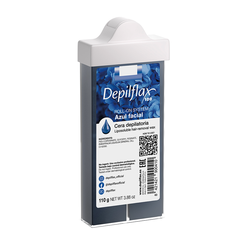 DEPILFLAX 100 Воск для депиляции в картридже, азуленовый (узкий ролик) 110 г, фото 1