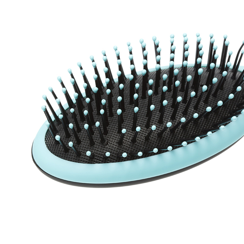 DEWAL BEAUTY Щетка массажная Дуэт, овальная с нейлоновым штифтом, голубая с черным, фото 2