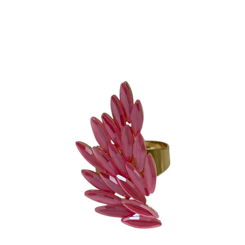 IWOU PROFESSIONAL Кольцо Крыло ангела розовые кристалы, фото 1