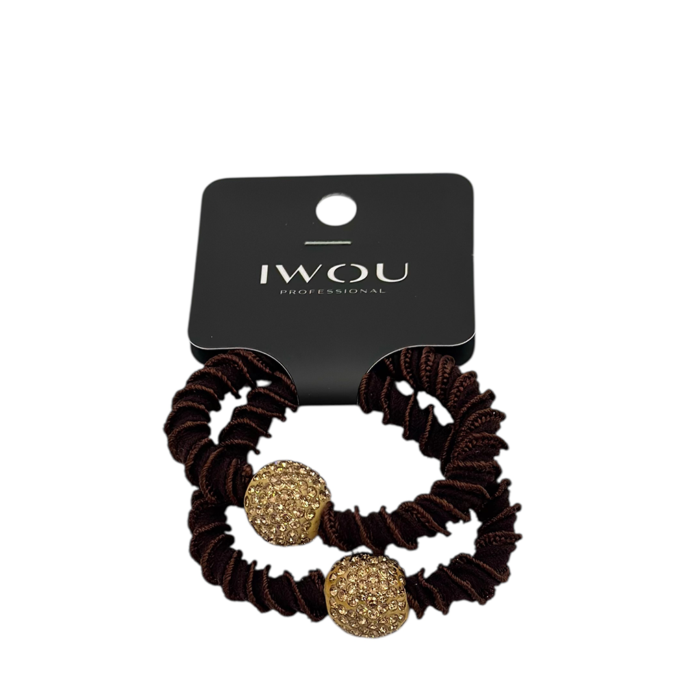 IWOU PROFESSIONAL Резинка для волос Золотая бусина горький шоколад 2шт, фото 1