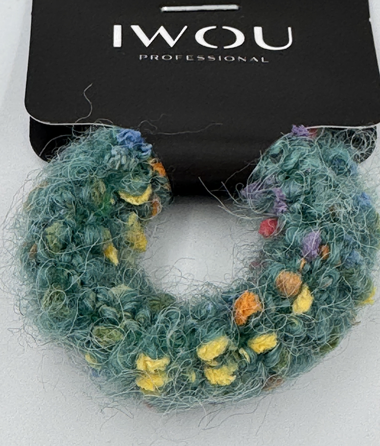 IWOU PROFESSIONAL Резинка для волос Меланж зеленая 1шт, фото 2