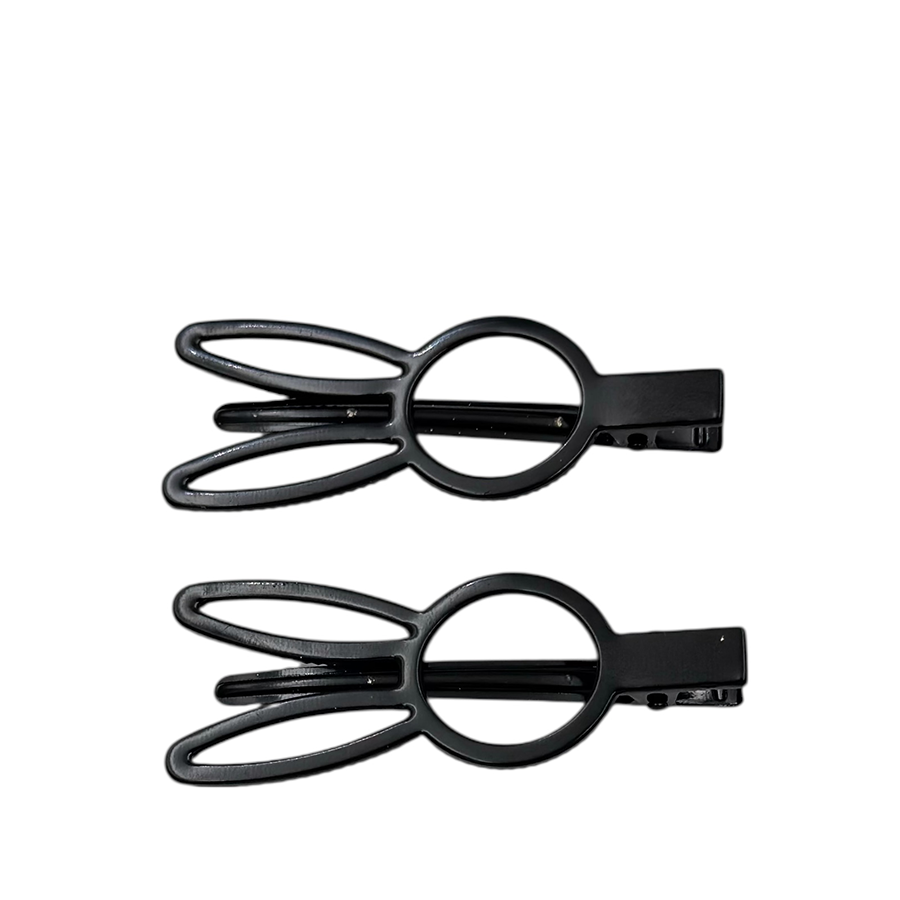 IWOU PROFESSIONAL Зажим для волос Зайчик металл черный 2шт, фото 2