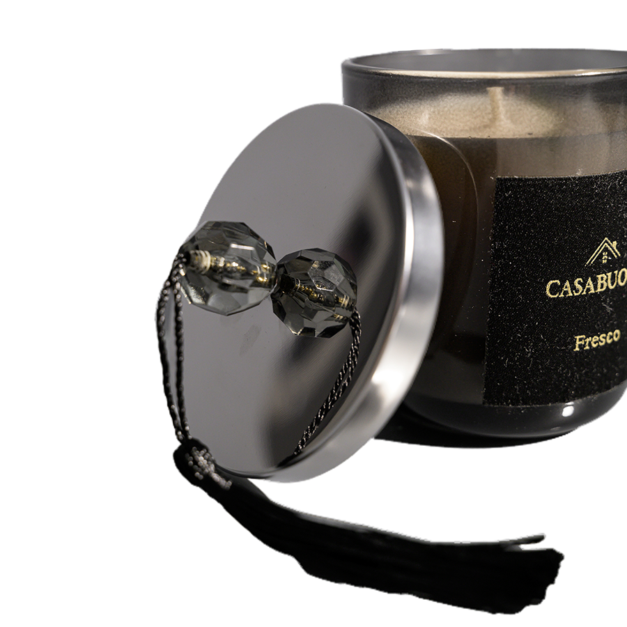 CASA BUONA Свеча парфюмерная в стеклянном стакане, серая с кристаллом, свежий / Fresco 200 гр, фото 3