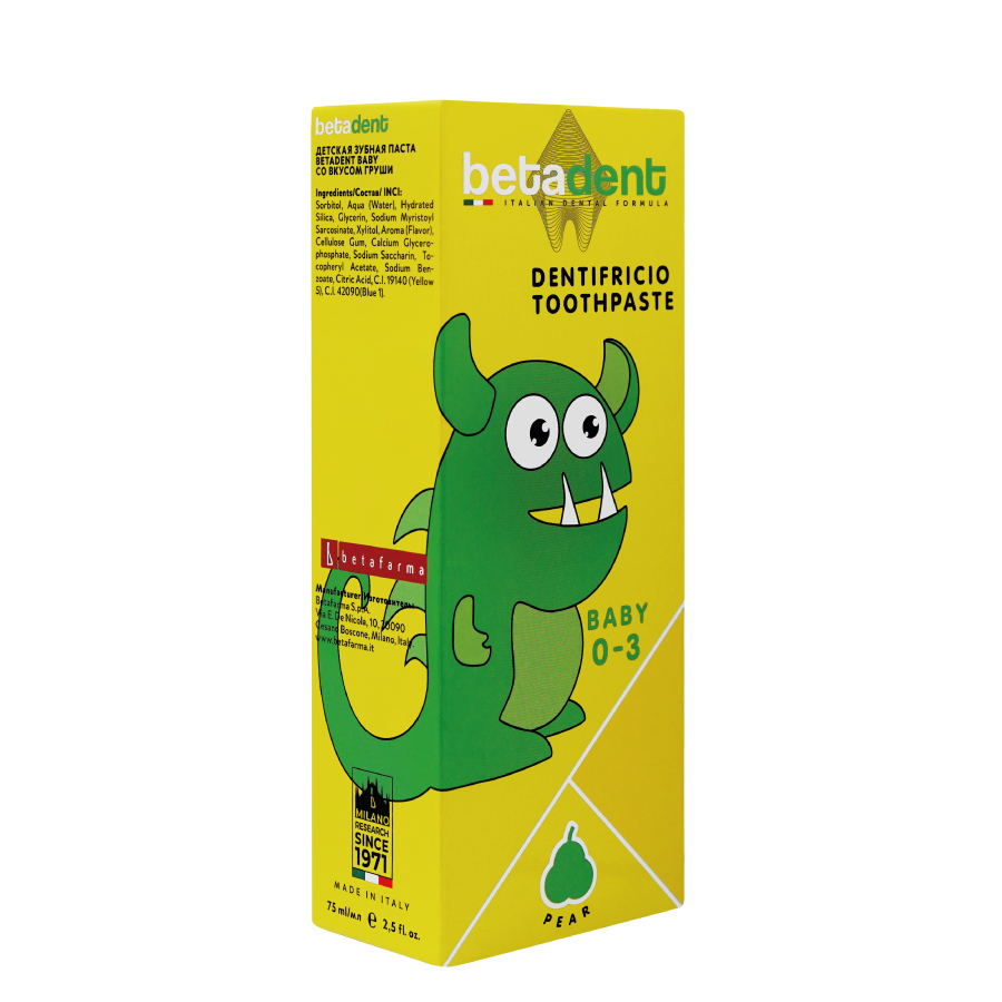 BETADENT Паста зубная детская 0-3, груша / BETADENT BABY 75 мл, фото 2
