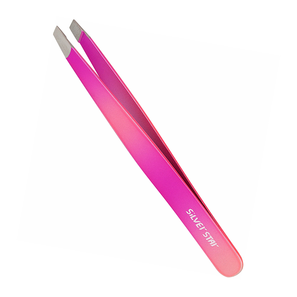 SILVER STAR Пинцет косой, покрытие софт тач, градиент розово-малиновый / CLASSIC, фото 1