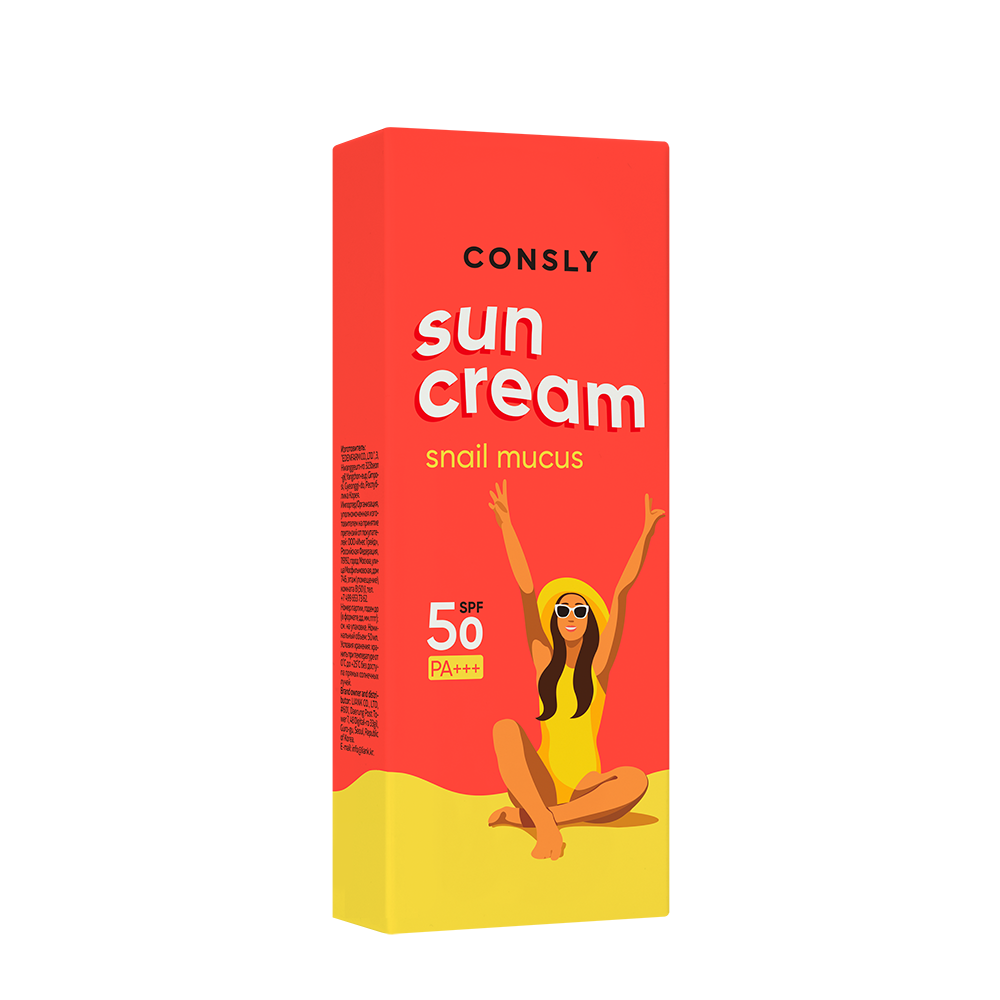 CONSLY Крем солнцезащитный для комбинированной и жирной кожи с муцином улитки SPF 50+/PA+++ / Consly 50 мл, фото 2
