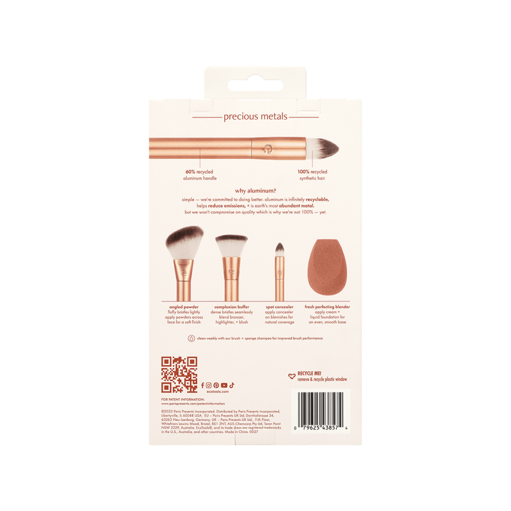 ECOTOOLS Набор кистей и спонж для макияжа / Precious Metals Face Blend + Sculpt Set, фото 4