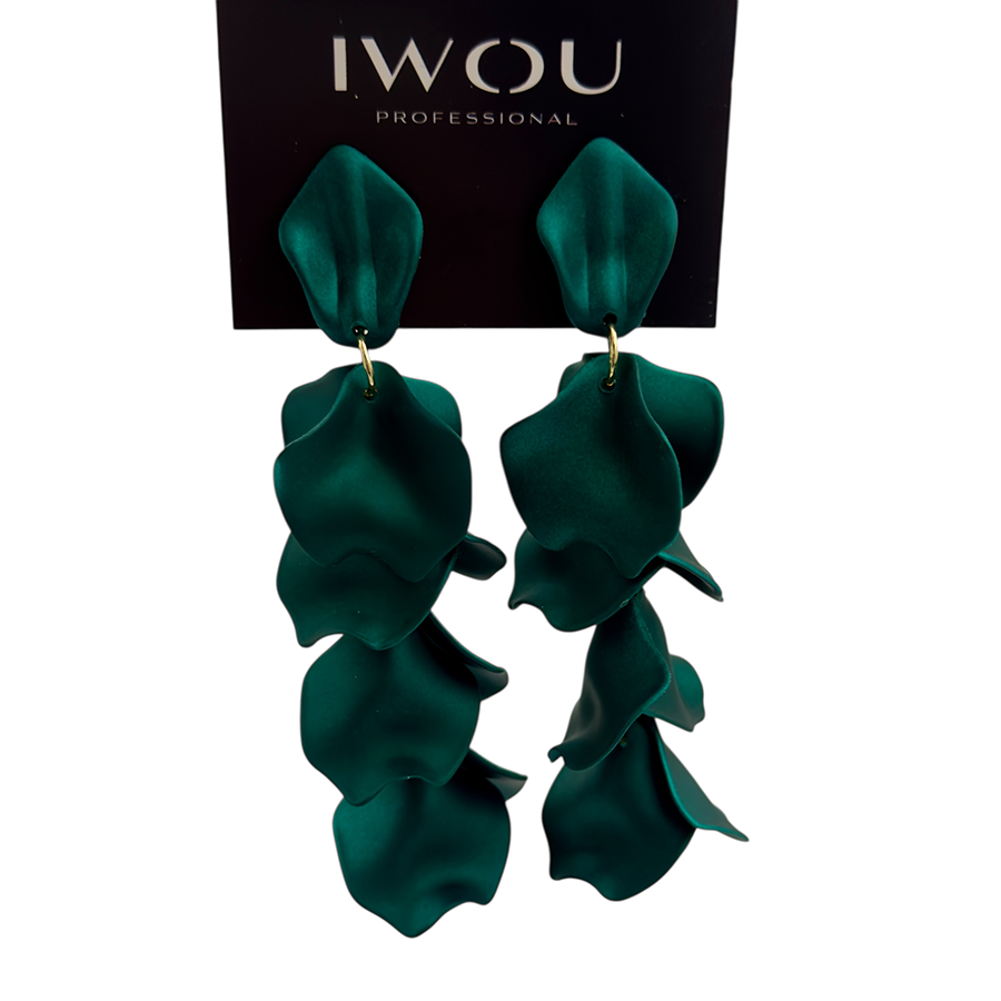 IWOU PROFESSIONAL Серьги Танцующие лепестки изумруд, фото 2