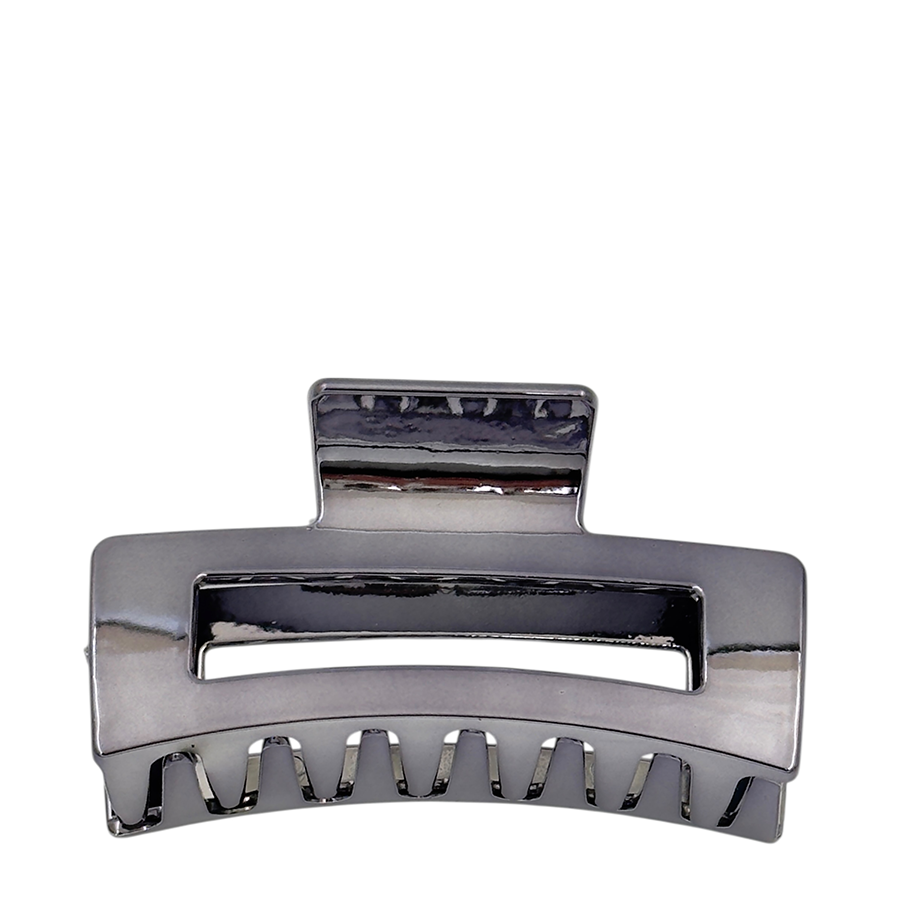 IWOU PROFESSIONAL Краб для волос Зеркальный прямоугольник темное серебро 8,5см, фото 3