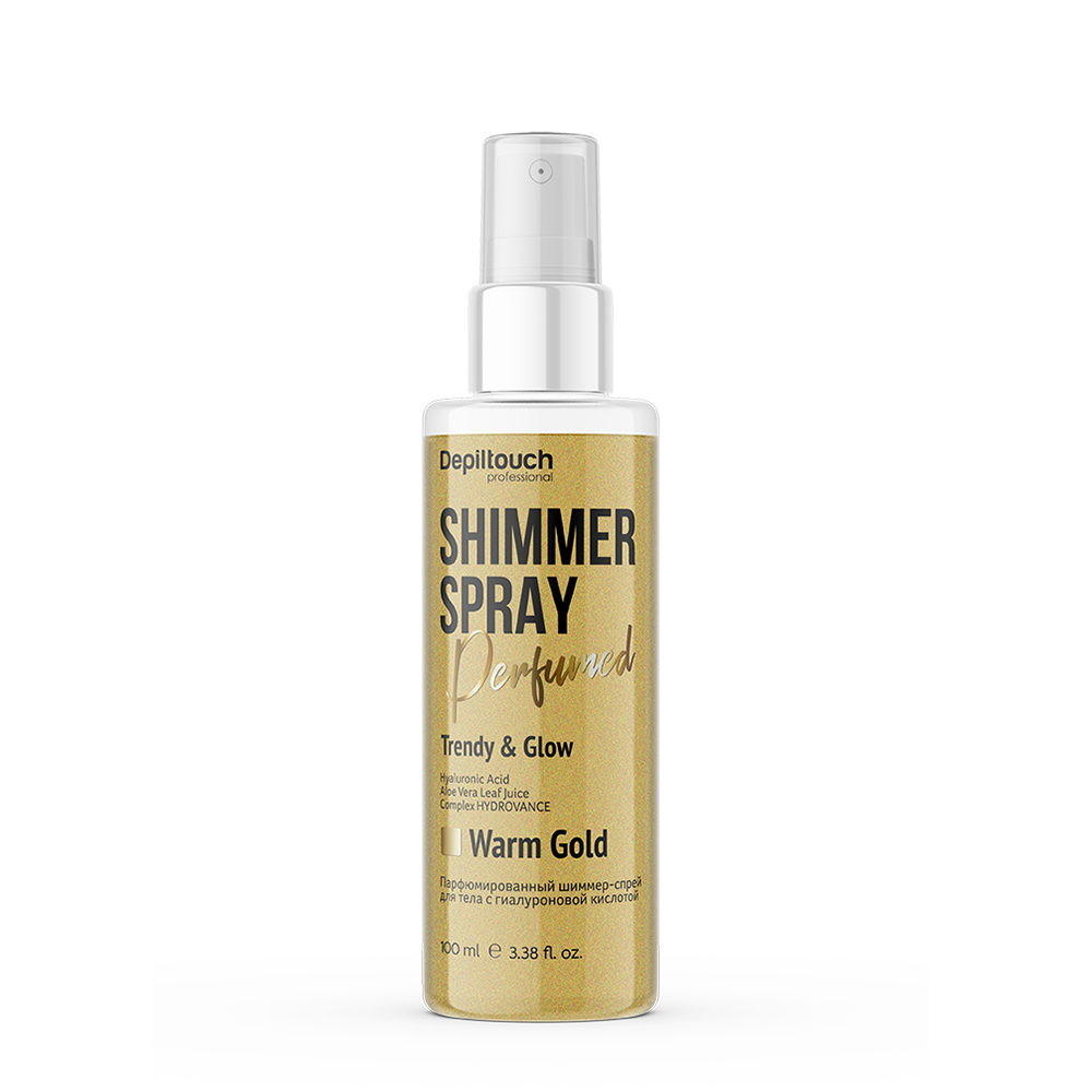 DEPILTOUCH PROFESSIONAL Шиммер-спрей парфюмированный для тела с гиалуроновой кислотой, оттенок теплое золото / Depiltouch Professional 100 мл, фото 1