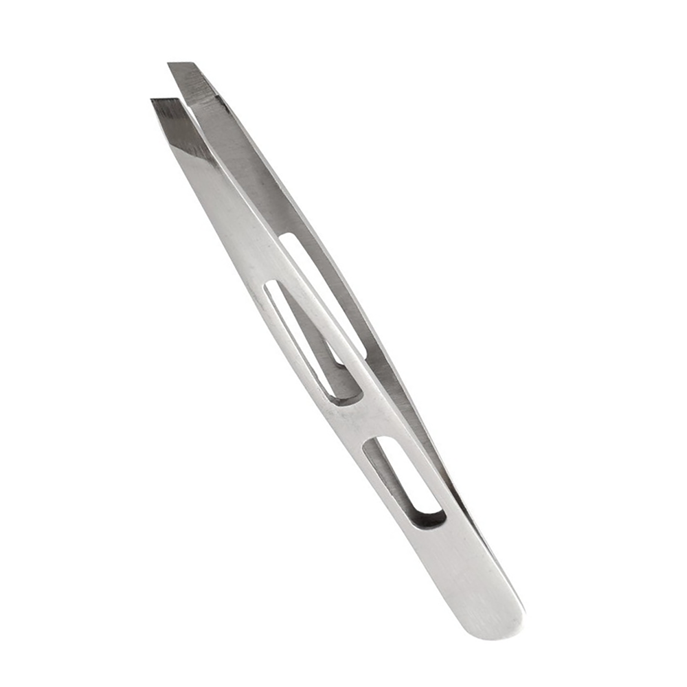 SILVER STAR Пинцет косметологический, косой с отверстиями / CLASSIC 100 мм, фото 1