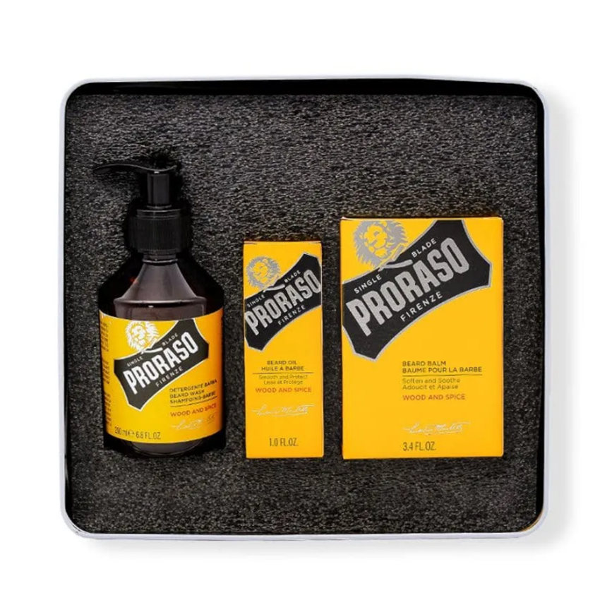 PRORASO Набор для ухода за бородой (шампунь 200 мл, масло 30 мл, бальзам 100 мл) WOOD AND SPICE, фото 2