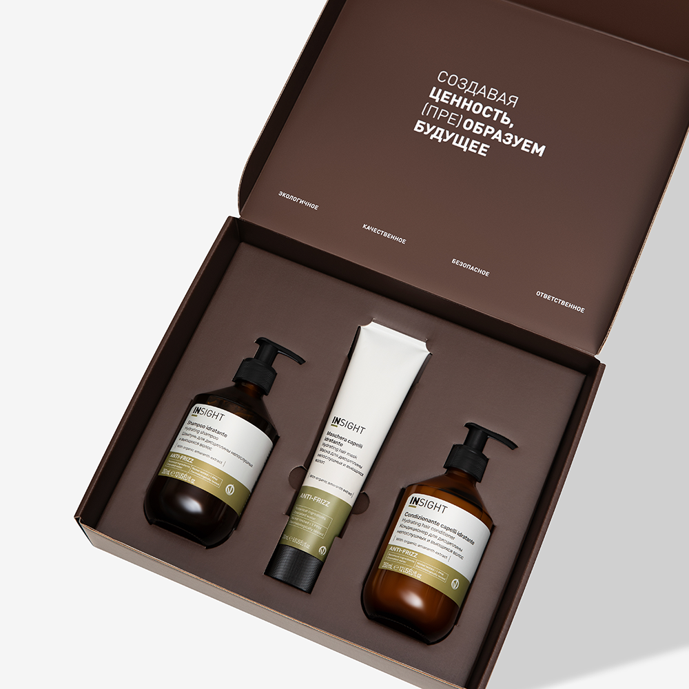 INSIGHT Набор для дисциплины непослушных и вьющихся волос (шампунь 350 мл, маска 200 мл, кондиционер 350 мл) ANTI-FRIZZ, фото 4