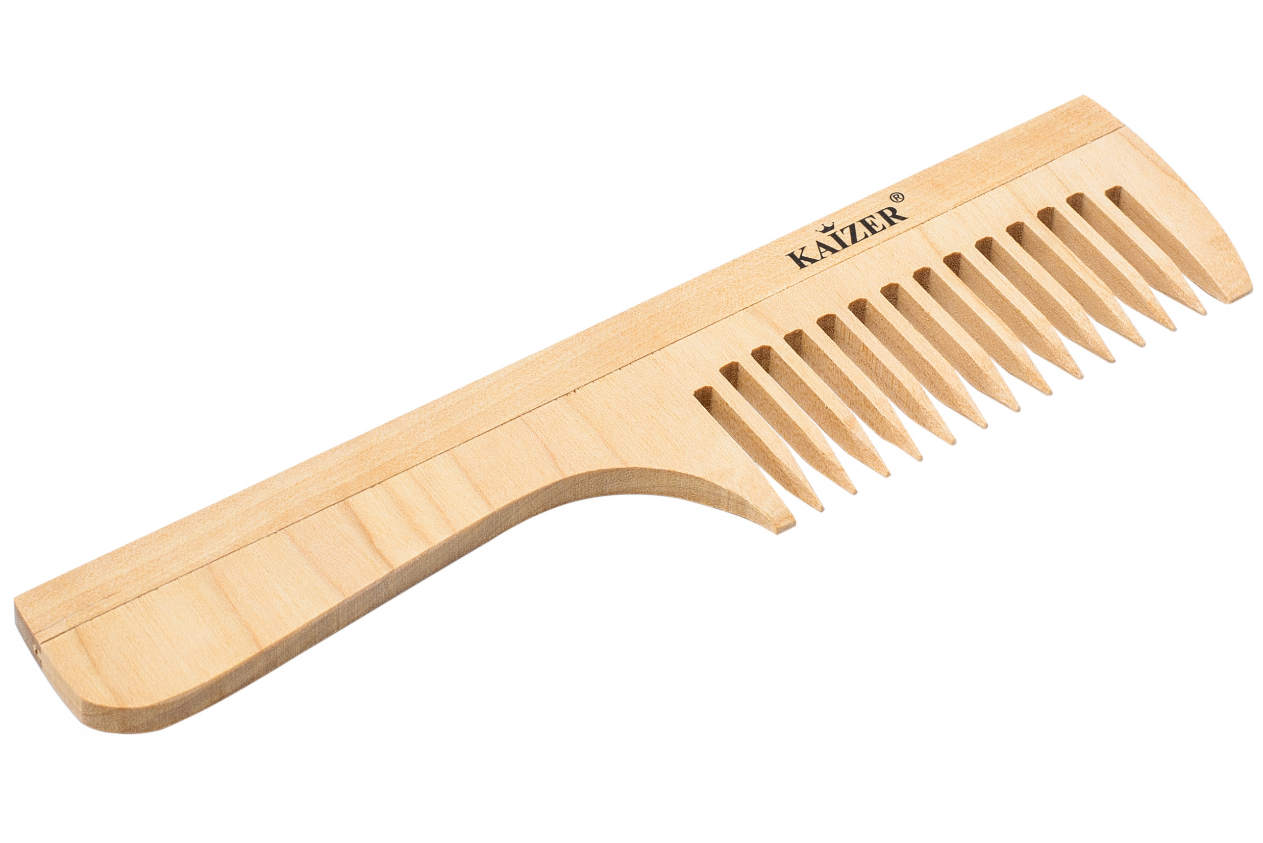 KAIZER Гребень деревянный с ручкой, редкие зубцы, 185 мм, фото 3