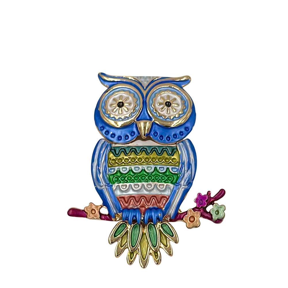 IWOU PROFESSIONAL Брошь-магнит Сова синяя, фото 1
