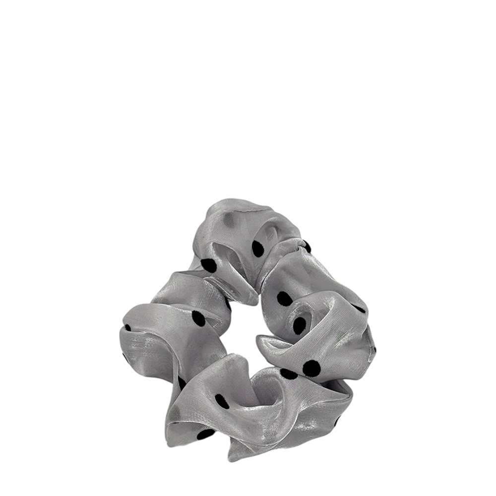 IWOU PROFESSIONAL Резинка для волос Органза в горошек серебро 1шт, фото 1