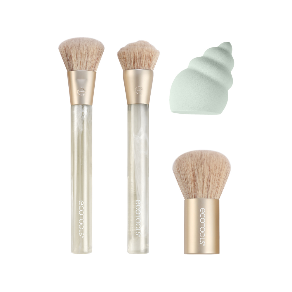 ECOTOOLS Набор кистей и спонж для макияжа / Sea Gems Golden Hour Glow Brush + Sponge Set, фото 3