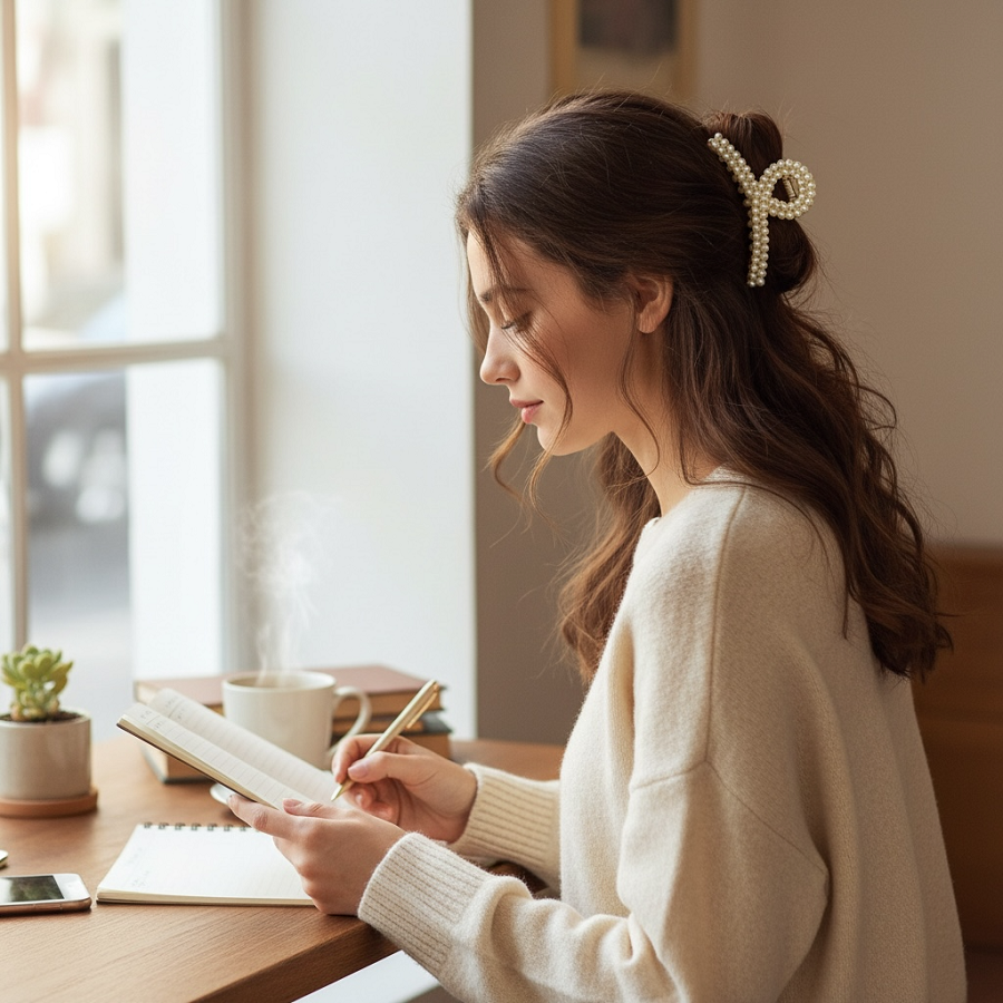 IWOU PROFESSIONAL Краб для волос большой Жемчужины 1шт, фото 5