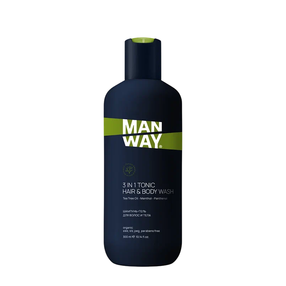MAN WAY Шампунь-гель тонизирующий для волос и тела / TONIC HAIR&BODY WASH 3 in1 300 мл, фото 1