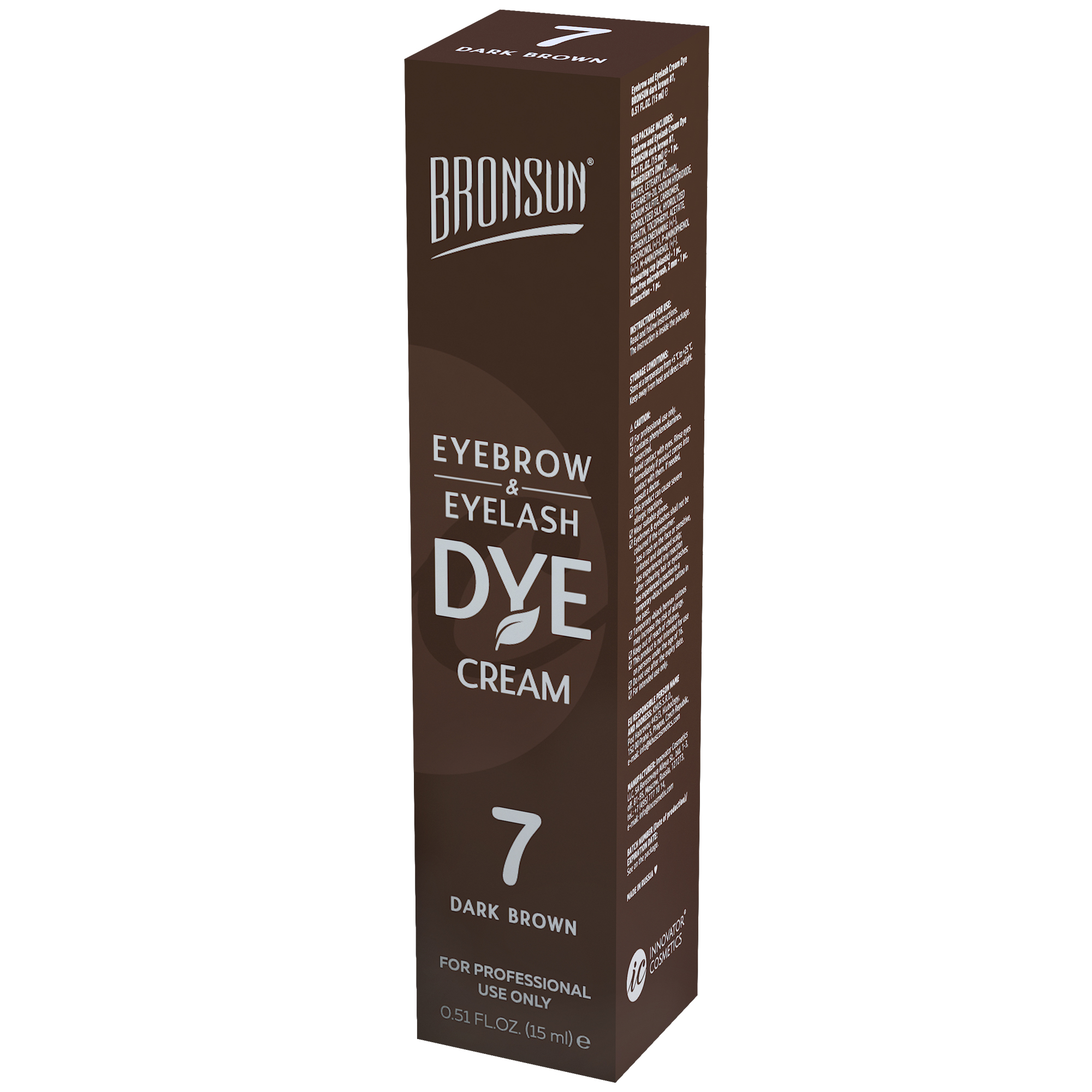 BRONSUN Крем-краска для бровей и ресниц, #7 темно-коричневая 15 мл, фото 4