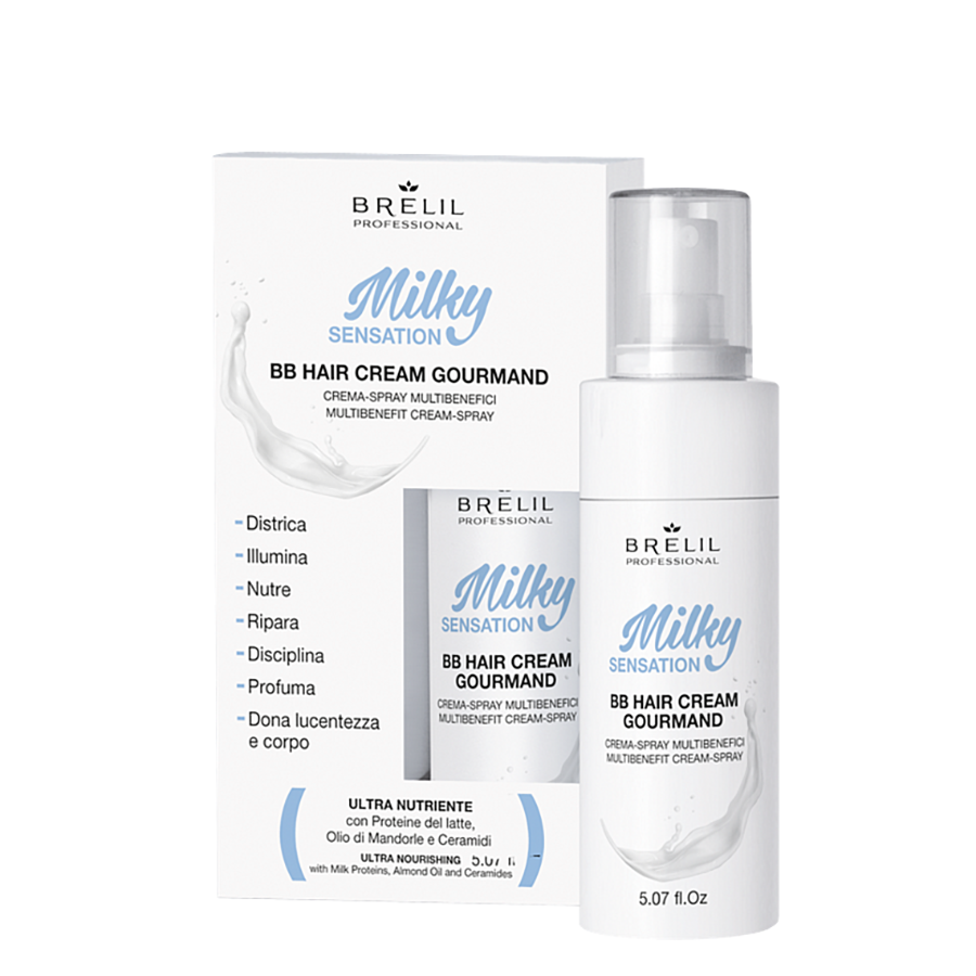 BRELIL PROFESSIONAL Крем-спрей  для волос многофункциональный / MILKY SENSATION HAIR BB CREAM GOURMAND 150 мл, фото 2