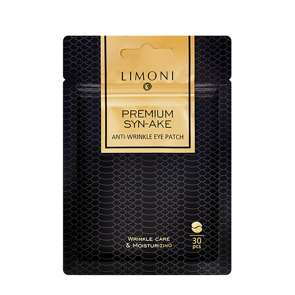 LIMONI Патчи для век антивозрастные с пептидом змеиного яда и коллагеном / Premium Syn-Ake Anti-Wrinkle Eye Patch 30 шт, фото 1