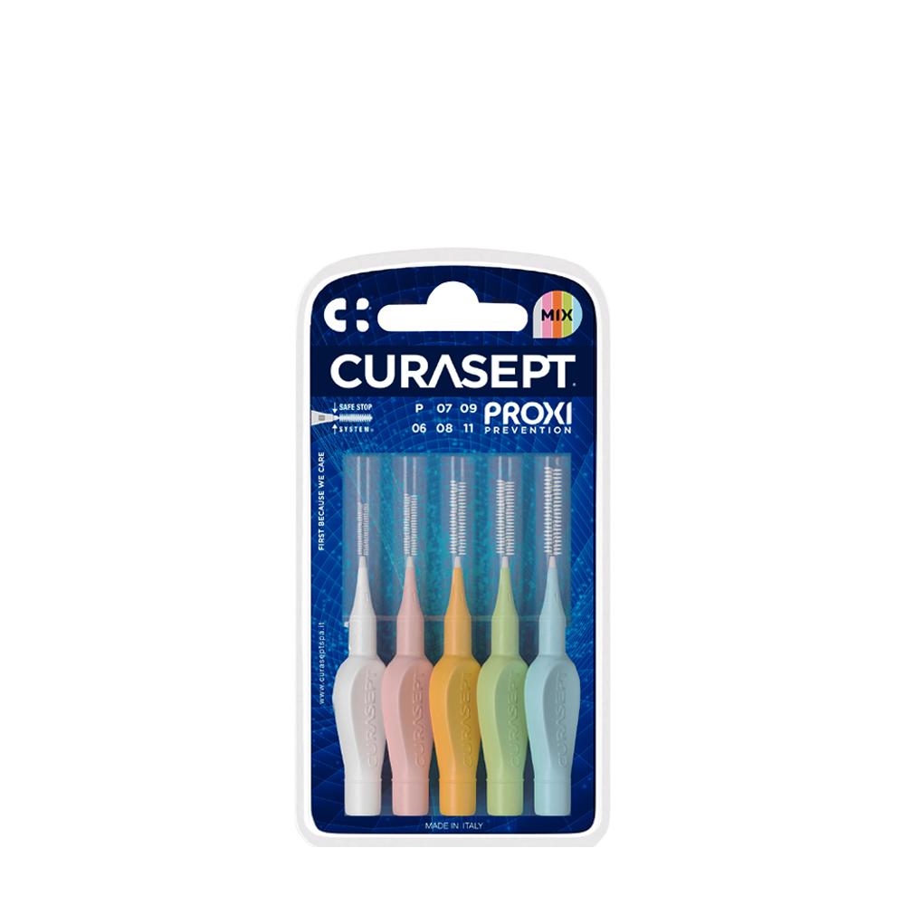 CURASEPT Набор ершиков межзубных, из пяти размеров (ISO 0, 0,6мм; ISO 1, 0,7мм; ISO 1, 0,8мм; IS0 2, 0,9мм; ISO 3, 1,1мм) Curasept PROXI PREVENTION 5 шт, фото 1