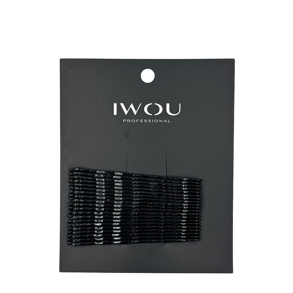 IWOU PROFESSIONAL Невидимки черные волна 65мм 20 шт, фото 1