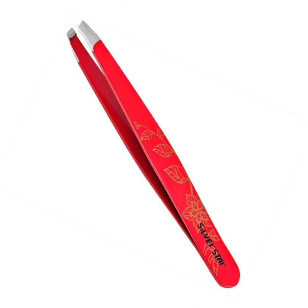 SILVER STAR Пинцет косой цветной, красный с золотым / CLASSIC, фото 1