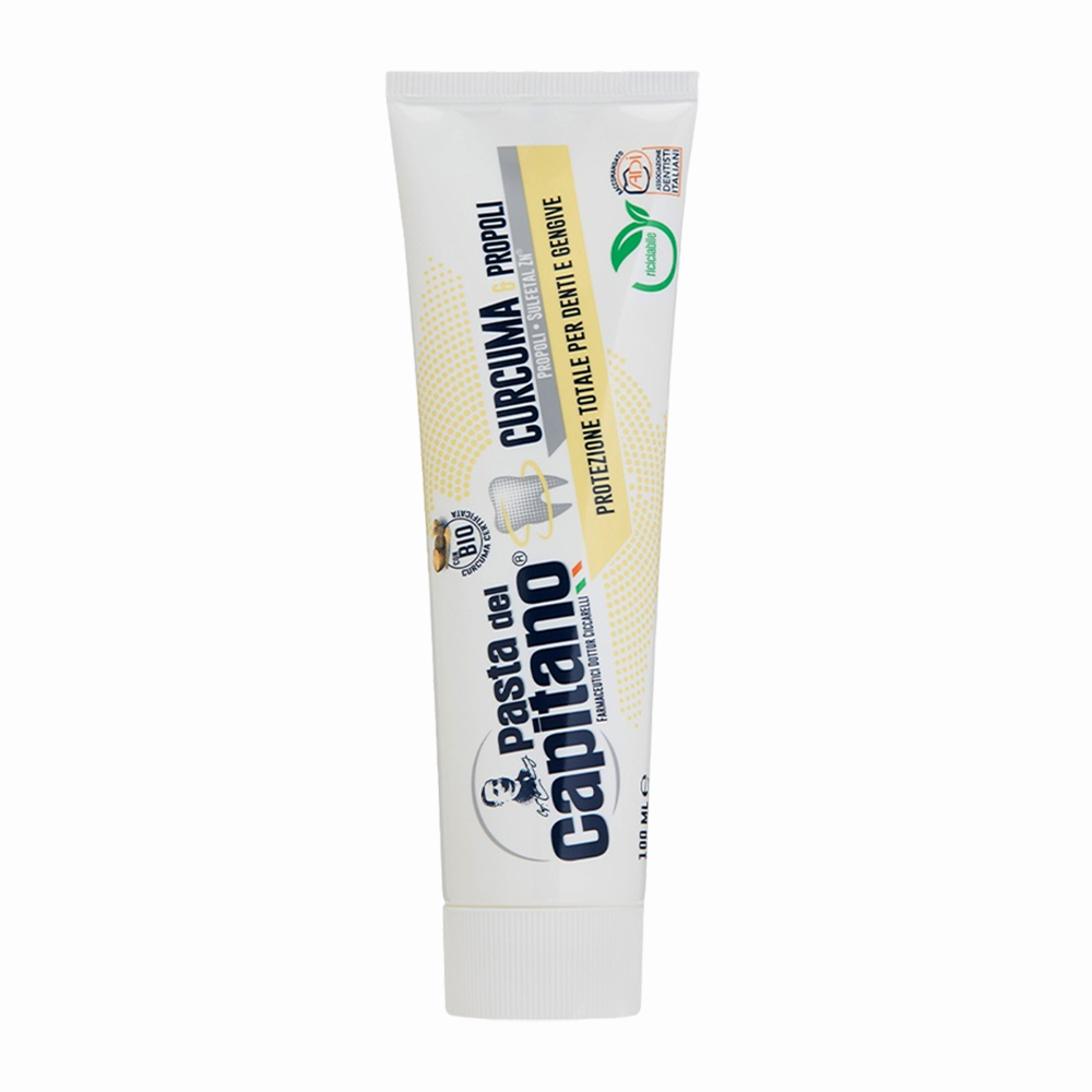 PASTA DEL CAPITANO Паста зубная комплексная защита Куркума и Прополис / Teeth and Gums Protection Turmeric & Propolis 100 мл, фото 1