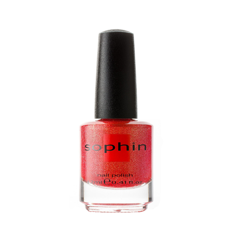 SOPHIN 0262 лак для ногтей, красно-оранжевый с содержанием большого количества золотистых частиц / Sand Effect 12 мл, фото 1