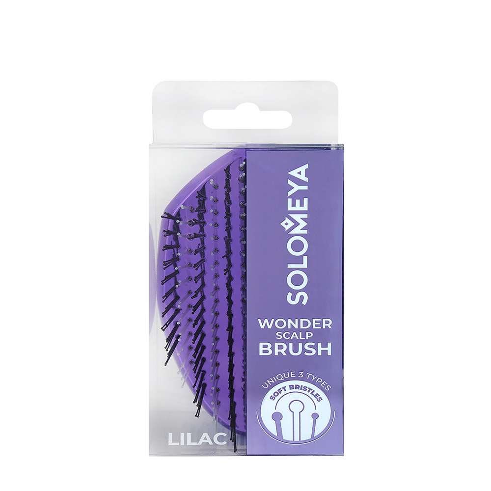 SOLOMEYA Расческа многофункциональная для распутывания, массажа и мытья кожи головы, мини, лиловая / Wonder scalp brush, Lilac, mini, фото 2