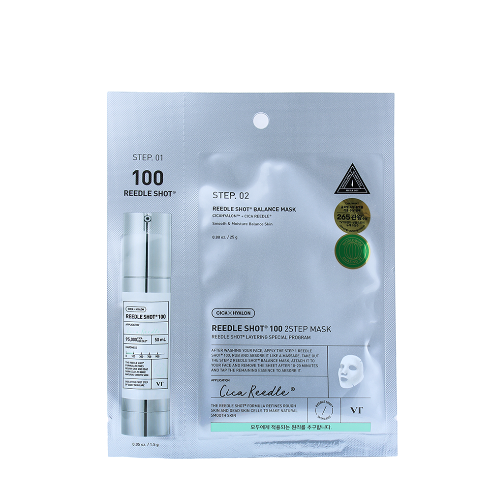 VT Cosmetics Маска тканевая двухступенчатая со спикулами / 100 REEDLE SHOT 100 2-STEP MASK 1,5 гр + 25 гр, фото 1