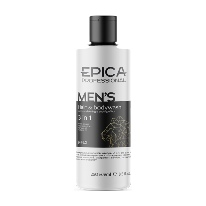 EPICA PROFESSIONAL Шампунь универсальный мужской для волос и тела 3 in 1 / Men's 250 мл, фото 1