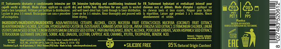 SELECTIVE PROFESSIONAL Маска для интенсивного увлажнения и кондиционирования сухих и ломких волос / HEMP 250 мл, фото 2