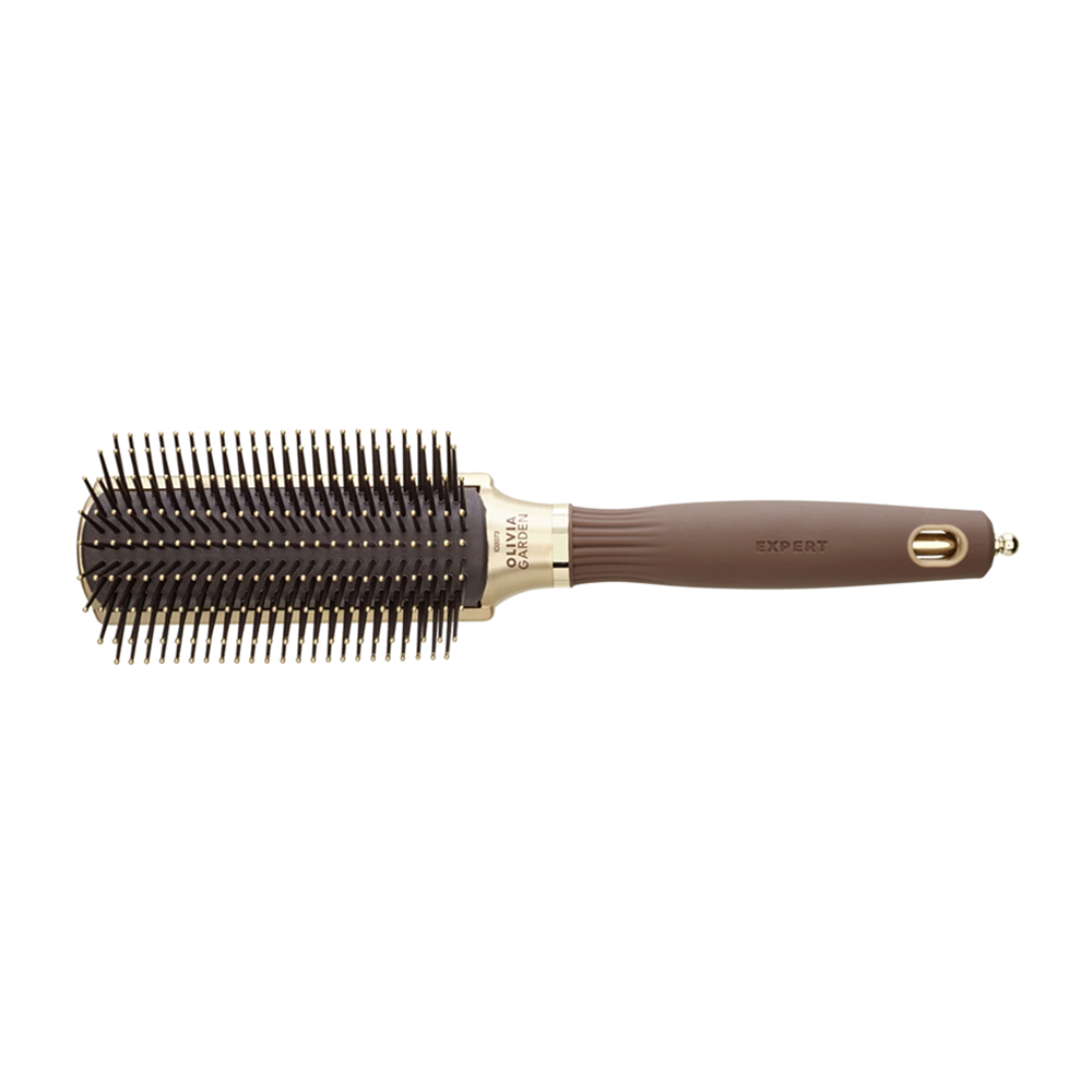 OLIVIA GARDEN Щетка EXPERT STYLE CONTROL Nylon Bristles Gold&Brown 9 рядов, фото 1