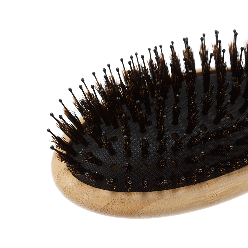 DEWAL PROFESSIONAL Щетка массажная Bamboo деревянная овальная, пластиковый штифт + натуральная щетина, 11 рядов, фото 4