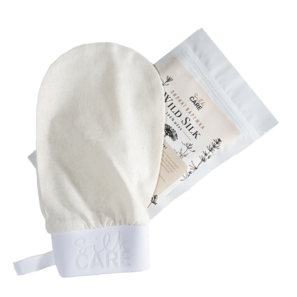 SILK CARE Варежка шелковая для пилинга натуральная дойпак / Silk Care Wild Silk, фото 1