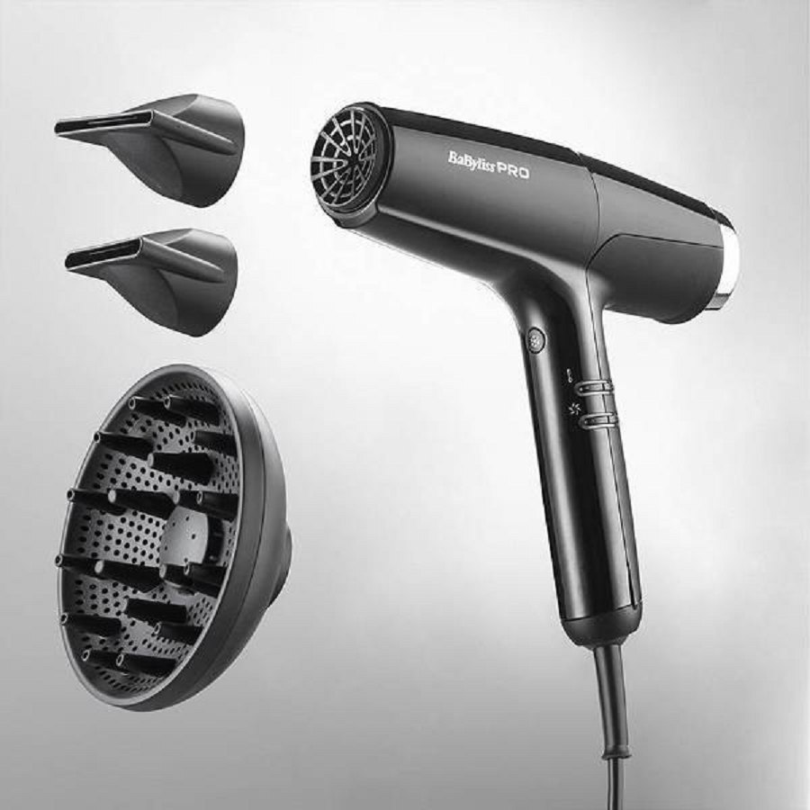 BABYLISS PRO Фен BaByliss PRO Falco Black/Silver, 2000Вт, 2 насадки, фото 3