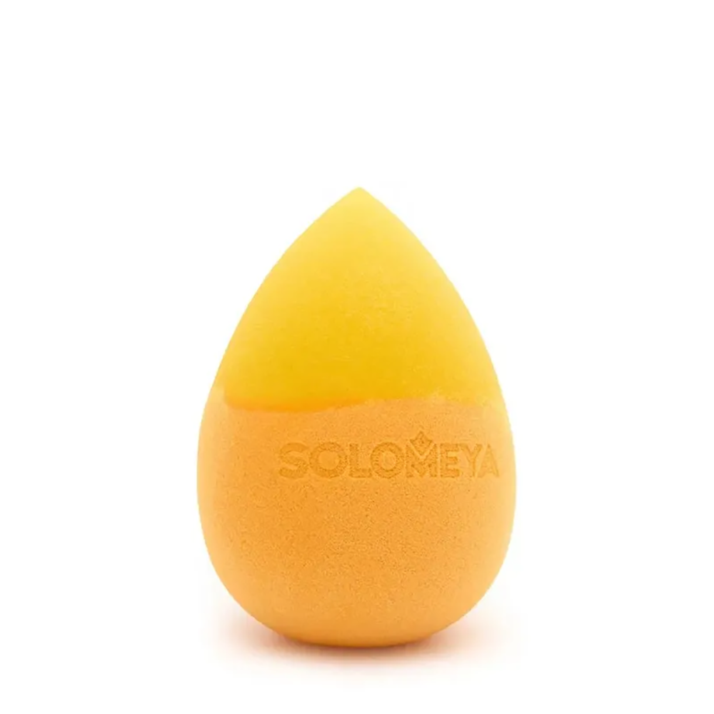 SOLOMEYA Спонж для макияжа меняющий цвет Капля, оранжево-желтый / Color Changing Drop blending sponge Orange-Yellow 1 шт, фото 3