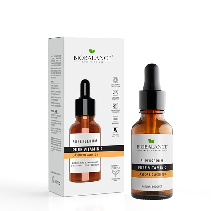 BIOBALANCE Сыворотка для лица с витамином С 10% / SUPER SERUM PURE VITAMIN C L-ASCORBIC ACID 10% 30 мл, фото 2