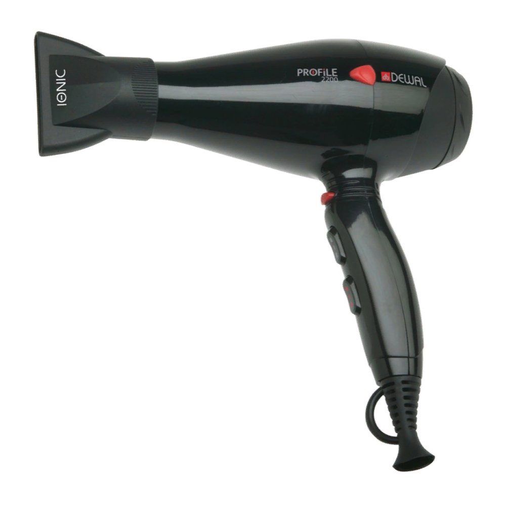 DEWAL PROFESSIONAL Фен Profile 2200 черный, ионизация, 2 насадки, 2200 Вт, фото 1