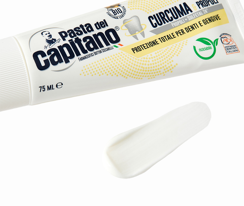 PASTA DEL CAPITANO Паста зубная комплексная защита Куркума и Прополис / Teeth and Gums Protection Turmeric & Propolis 75 мл, фото 3