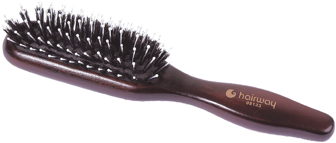 HAIRWAY Щетка Lady массажная прямоугольная на деревянной основе с натуральной щетиной 5-рядная, фото 2