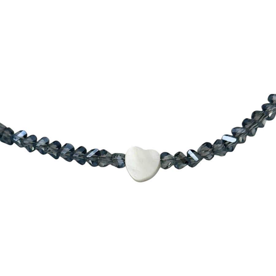 IWOU PROFESSIONAL Чокер Кристалики серо-голубой с сердечком, фото 2