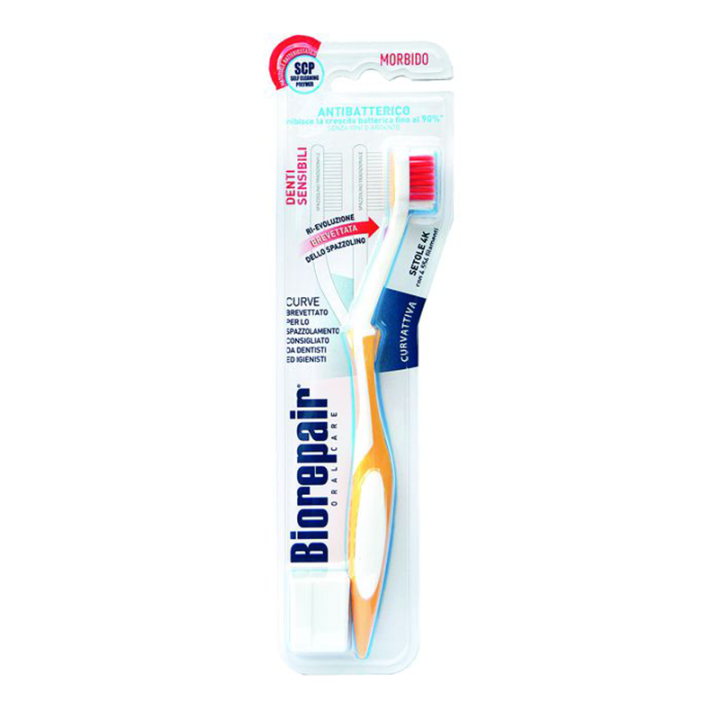 BIOREPAIR Щетка зубная для чувствительных зубов изогнутая, оранжевая / Biorepair CURVE Denti Sensibili, фото 2