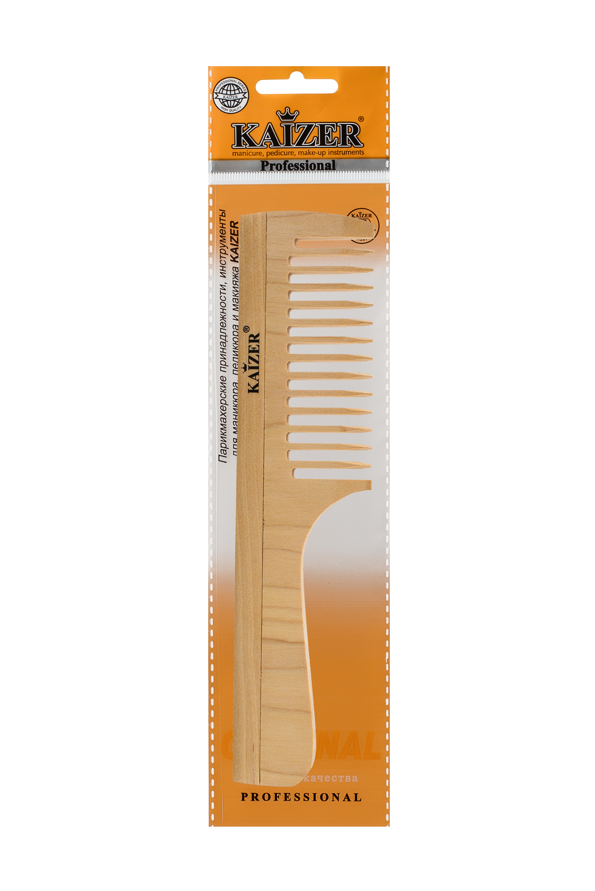 KAIZER Гребень деревянный с ручкой, редкие зубцы, 185 мм, фото 4